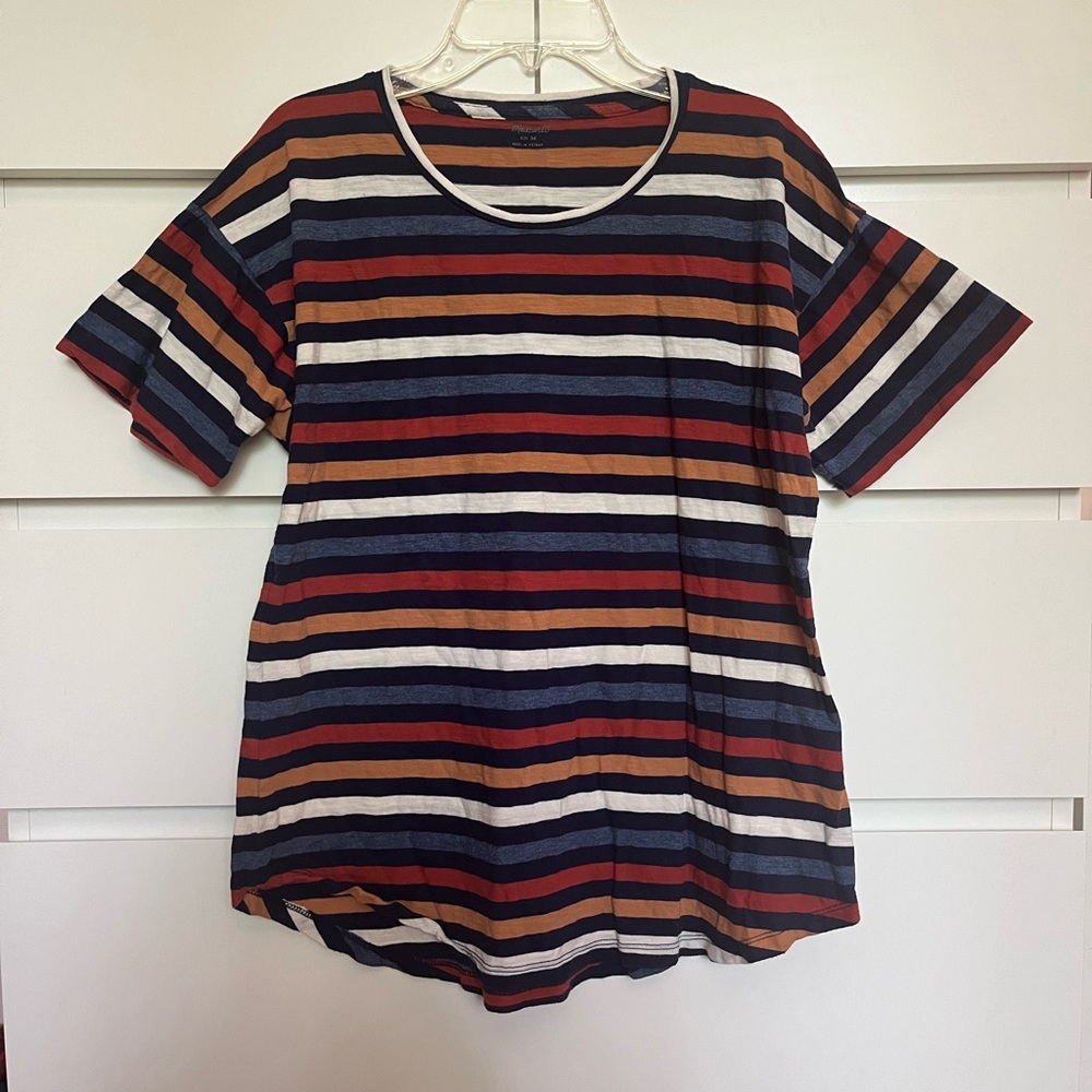 Madewell women’s multicolor striped crewneck T-shirt size medium